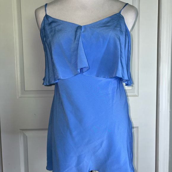 Diane von Furstenberg Silk‎ Tiered Blue Cami Dress NWT Size P 100% Silk - Picture 1 of 6